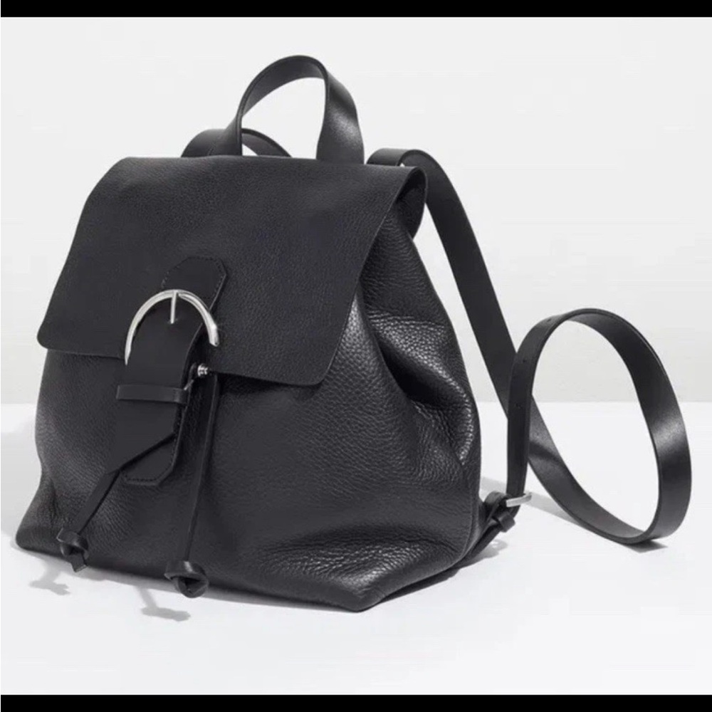 Jigsaw Blake Black Leather Backpack Shoulders